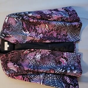 Evan Picone Open Front Jacket Snake Print Purple 12